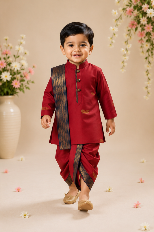 Ethnic Dhoti Kurta Set - Red