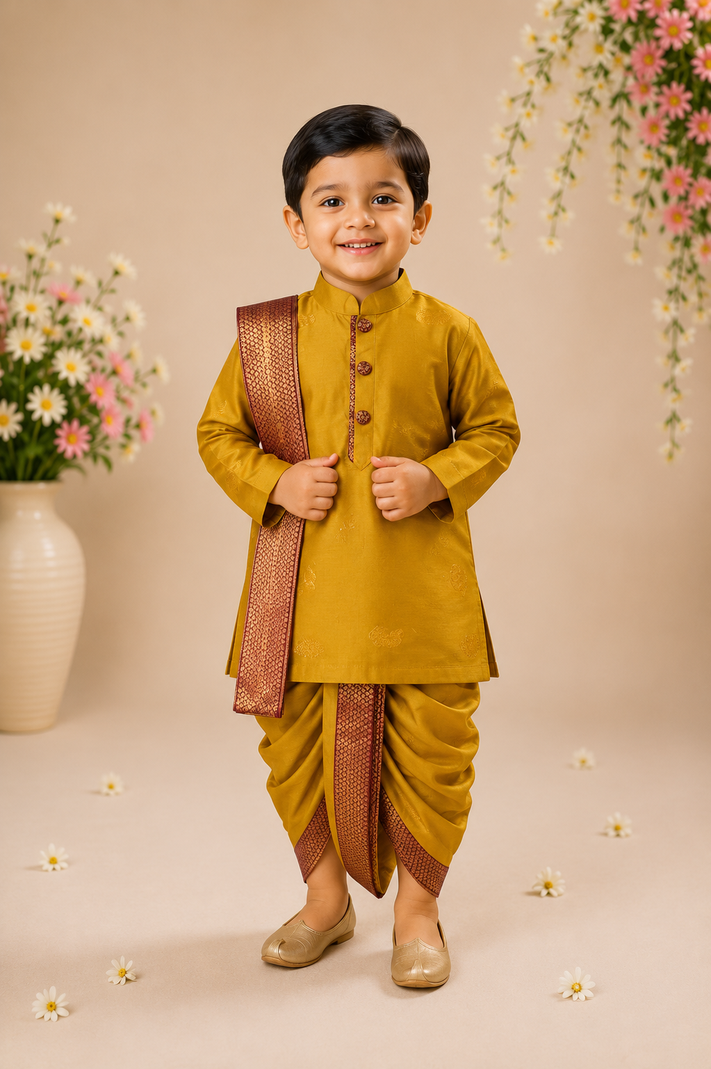 Ethnic Dhoti Kurta Set - Mustard Yellow