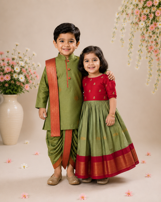 Ethnic Sibiling Set - Sage Green
