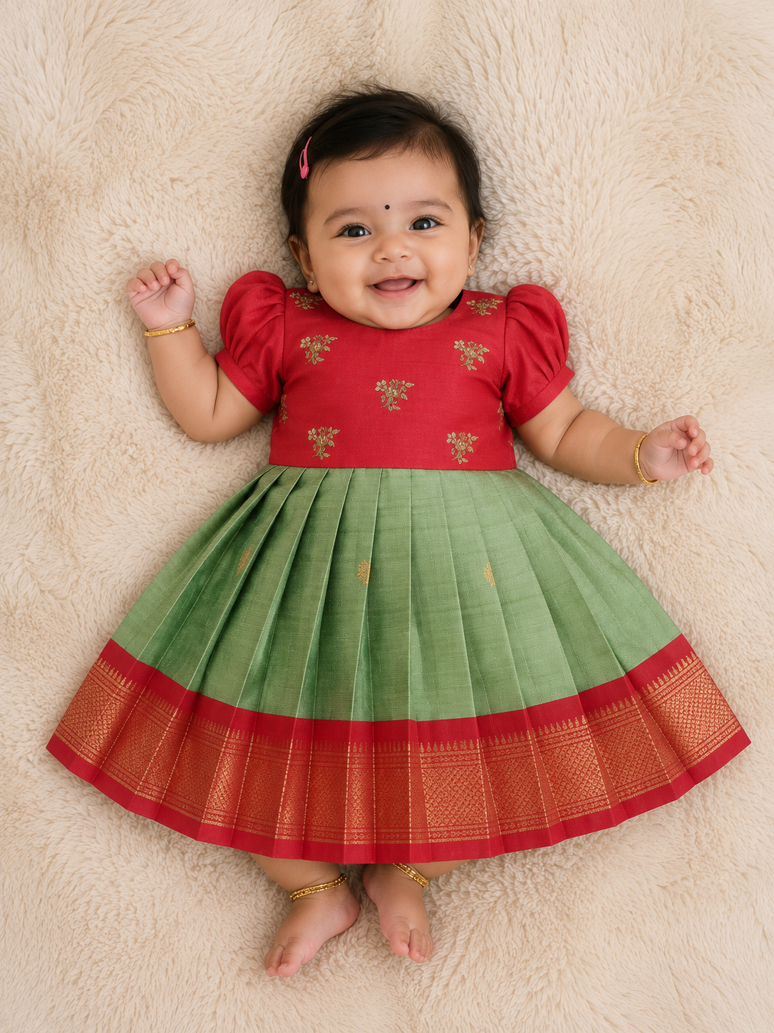 Festive Butti Baby Frock