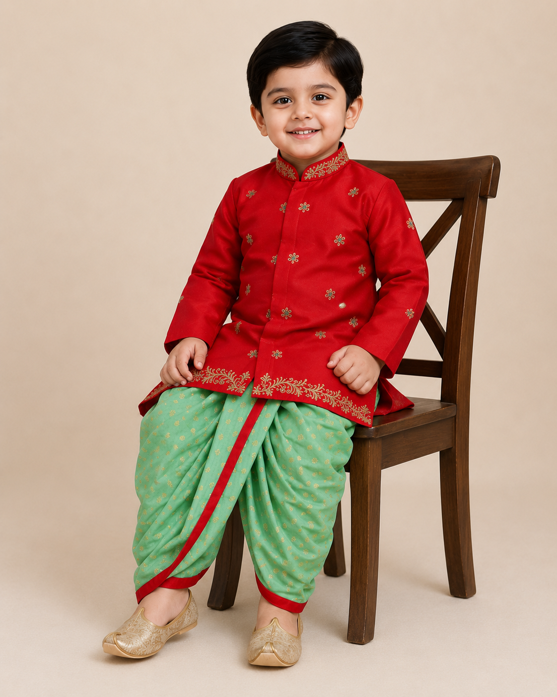 Festive Red Dhoti Set