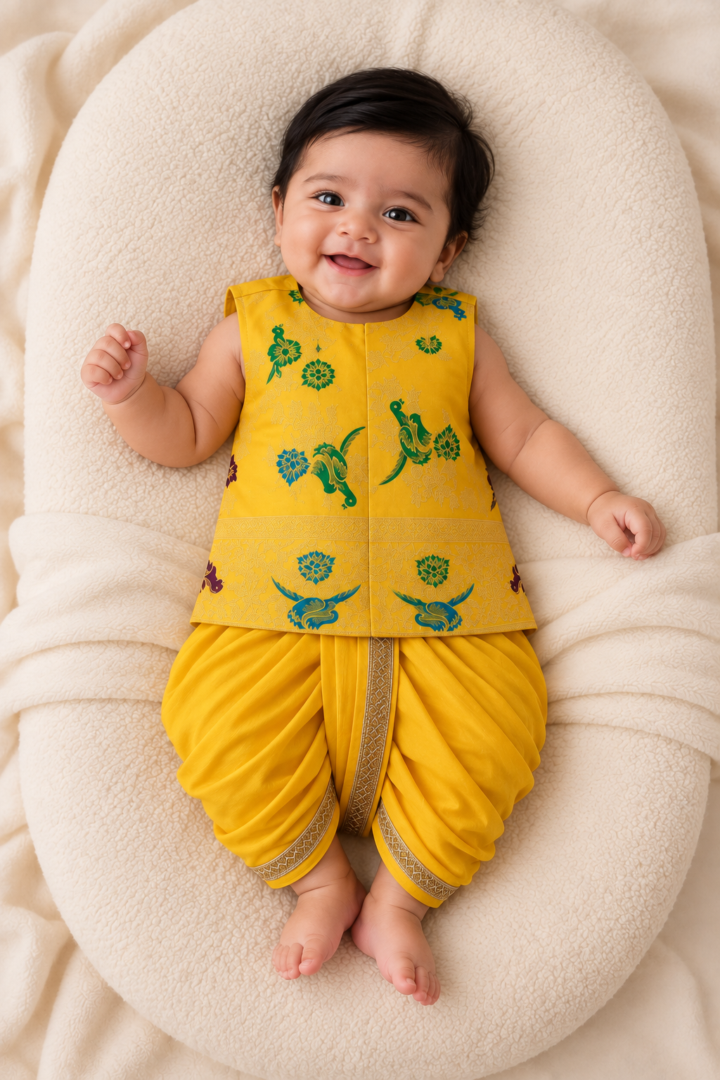 Classic Banarasi Dhoti Set - Yellow