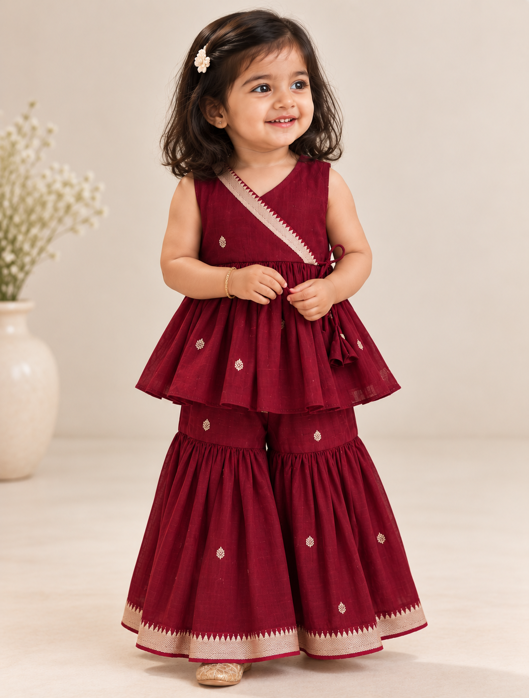 Maroon Sharara Set