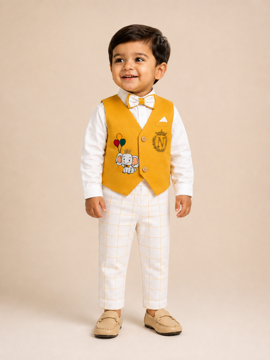 Elephant Waistcoat set - Mustard Yellow