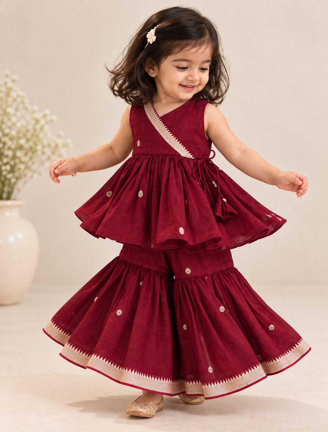 Maroon Sharara Set