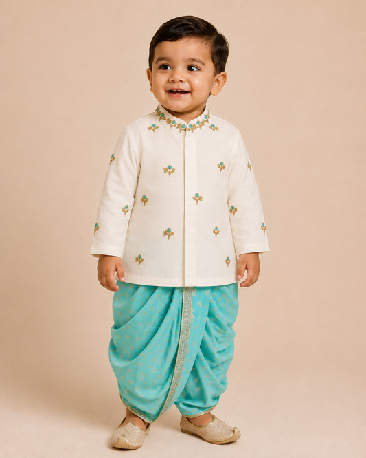 Aqua Mint Kurta Dhoti Set