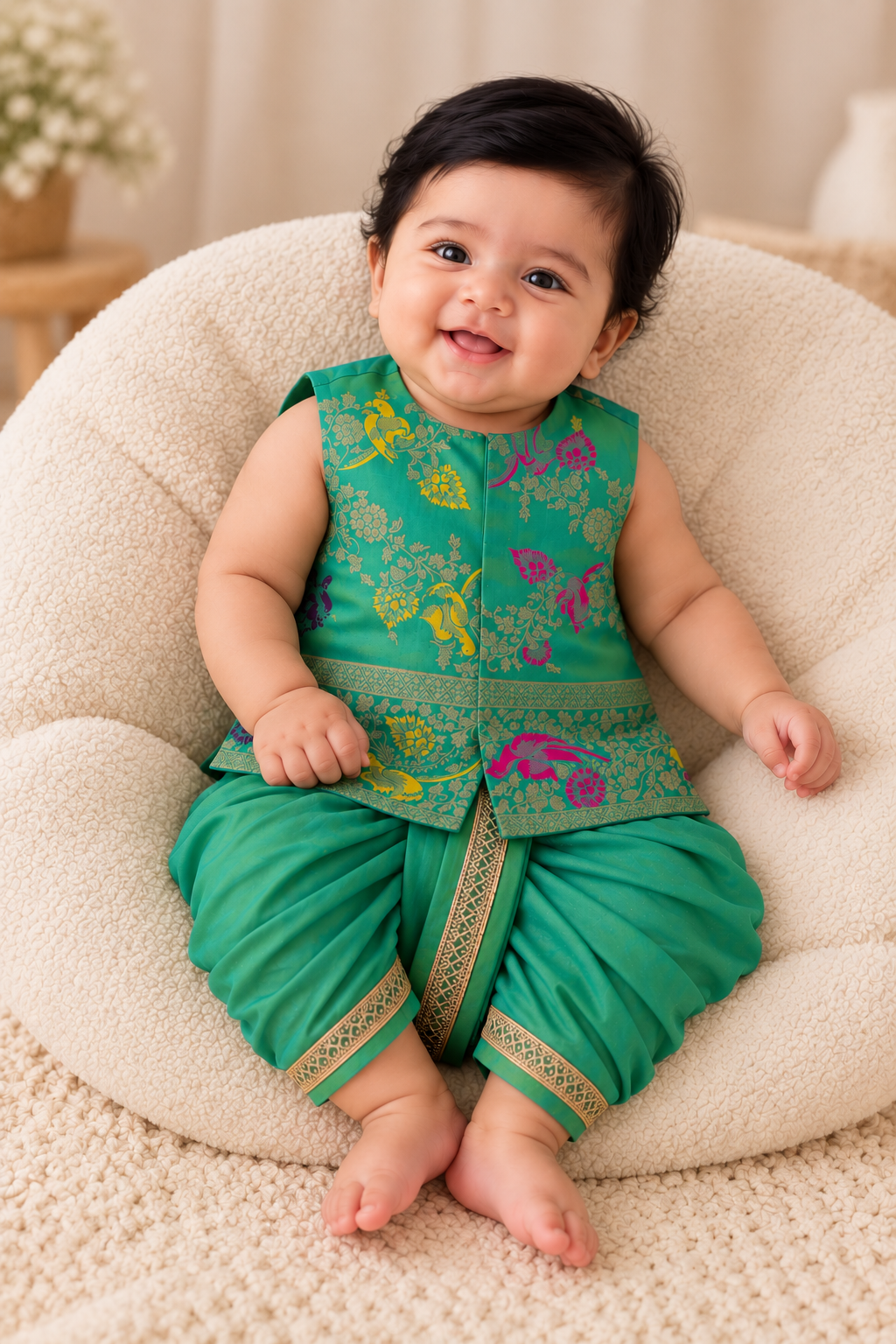 Classic Banarasi Dhoti Set - Teal Green