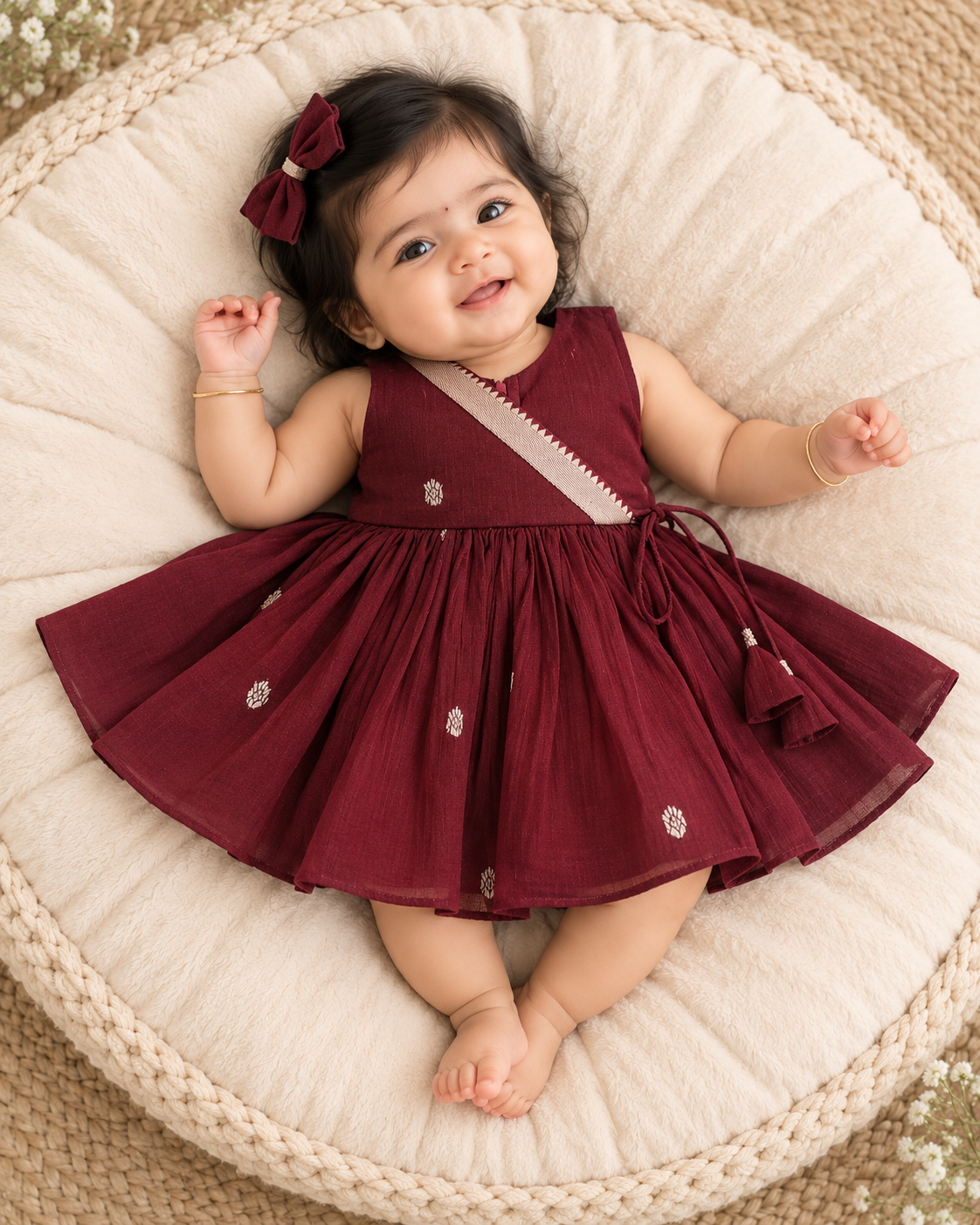 Narayanpet Cotton Frock - Maroon