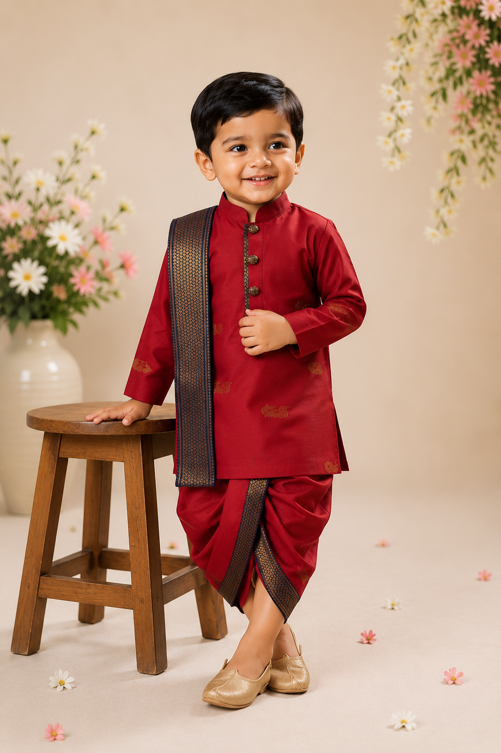 Ethnic Dhoti Kurta Set - Red