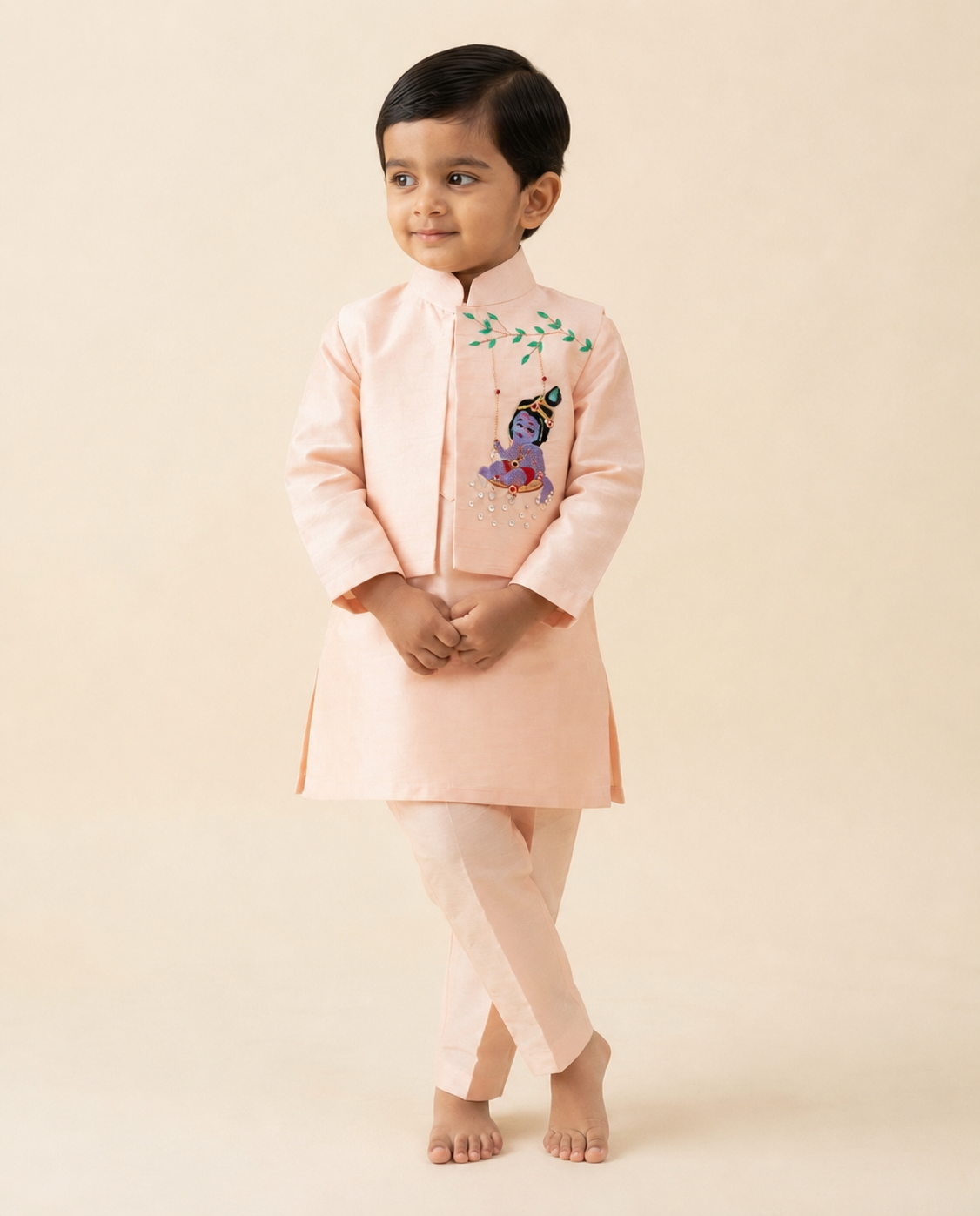 Peach Krishna Set