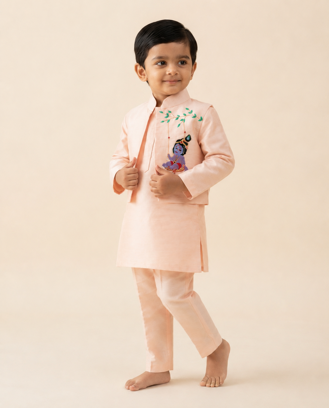 Peach Krishna Set