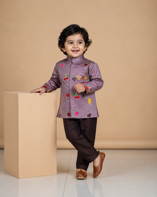 Fruit Embroidered Boys Festive Set