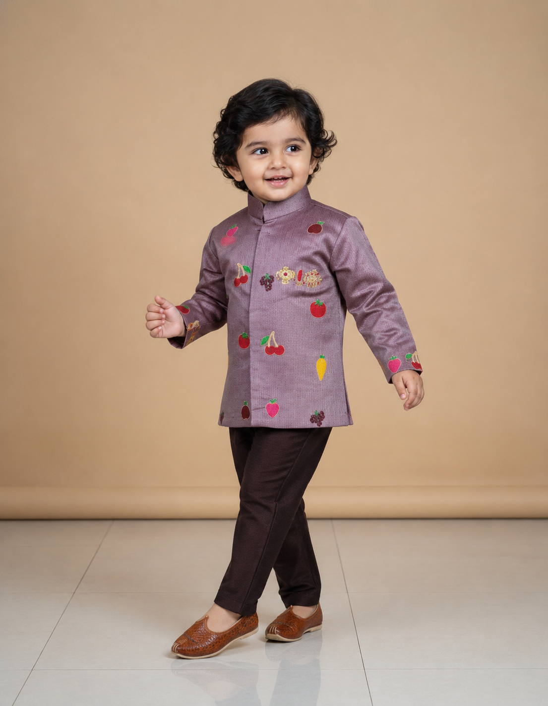 Fruit Embroidered Boys Festive Set