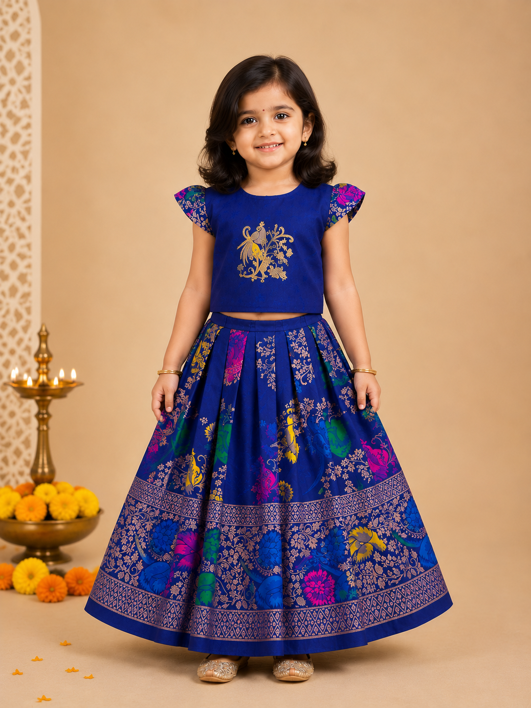 Ganga Lehenga Set - Blue