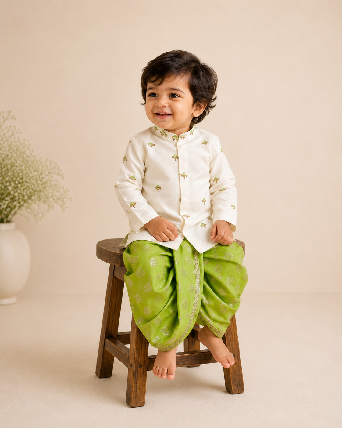 Classic Pista Kurta Dhoti Set
