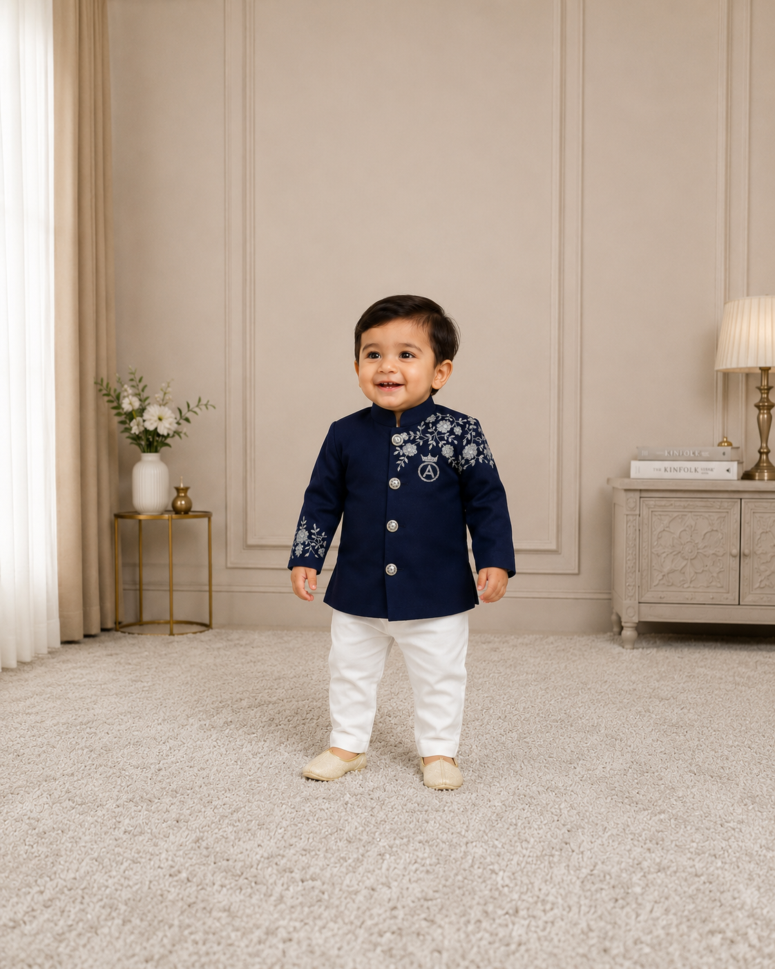 Navy Blossom Ethnic Set