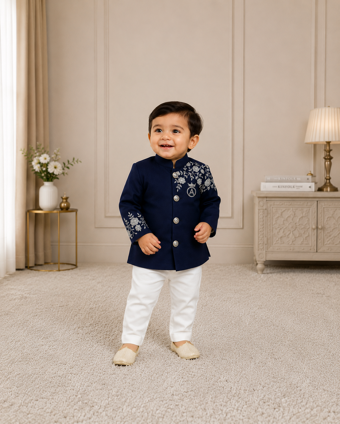 Navy Blossom Ethnic Set