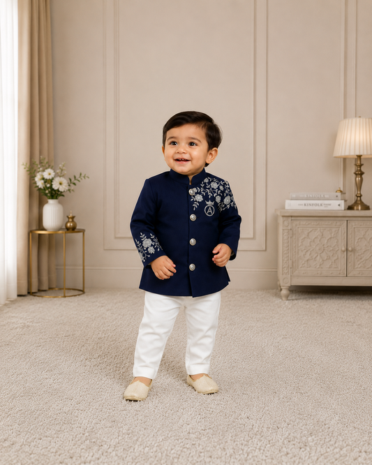 Navy Blossom Ethnic Set