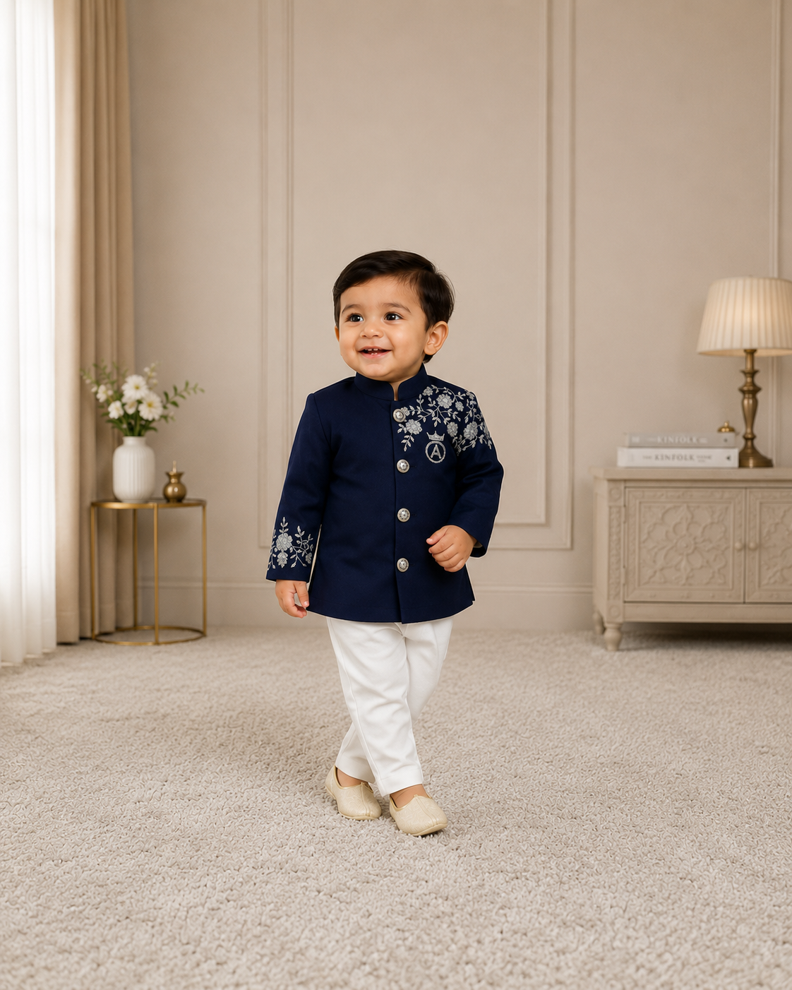 Navy Blossom Ethnic Set