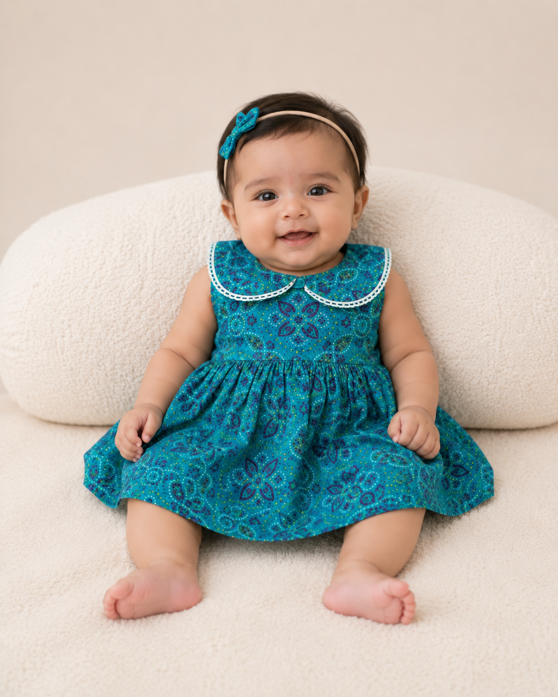Mini Bandhani Frock-Turquoise blue