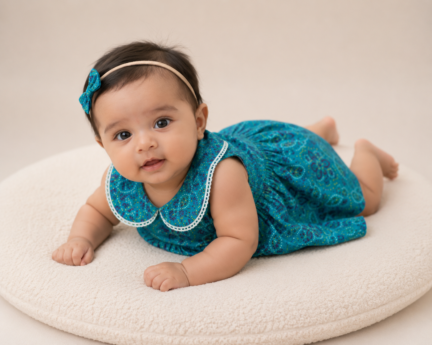 Mini Bandhani Frock-Turquoise blue