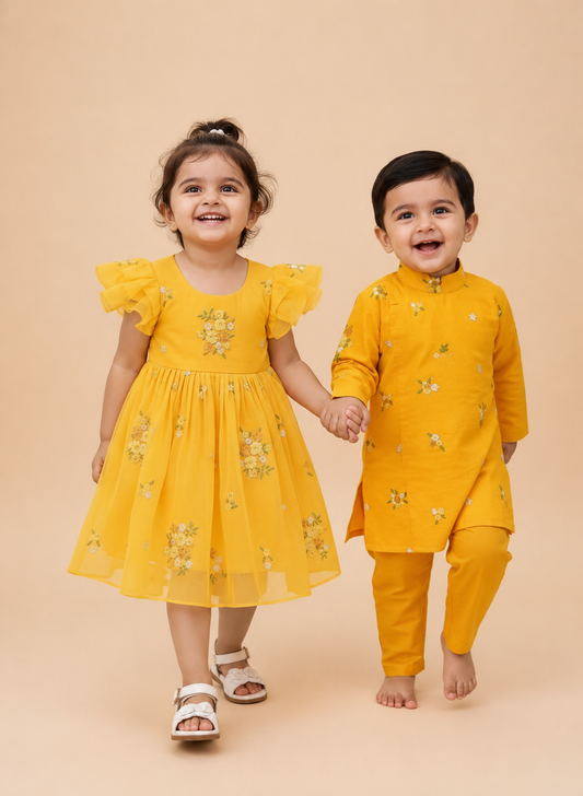 Floral Bloom Sibling Set- yellow