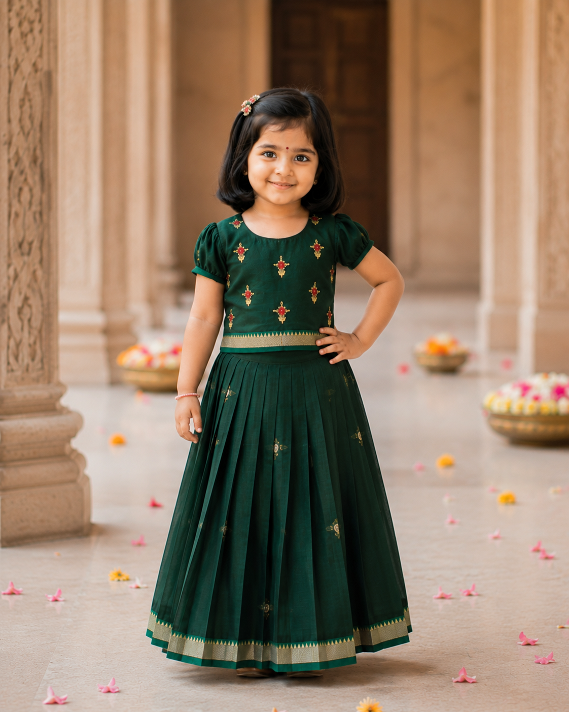 Naira lehenga set - Green