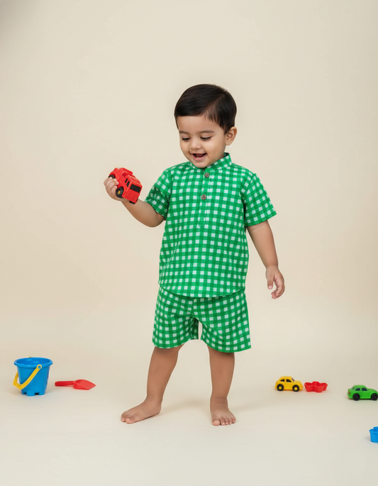 Little Checks Co-ord Set-Green