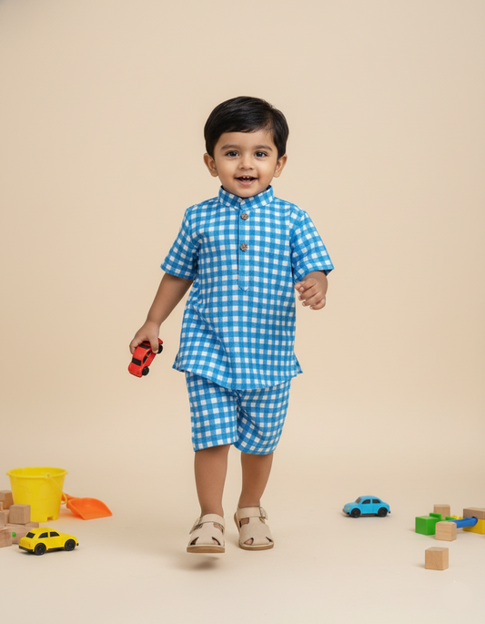 Little Checks Co-ord Set-Blue