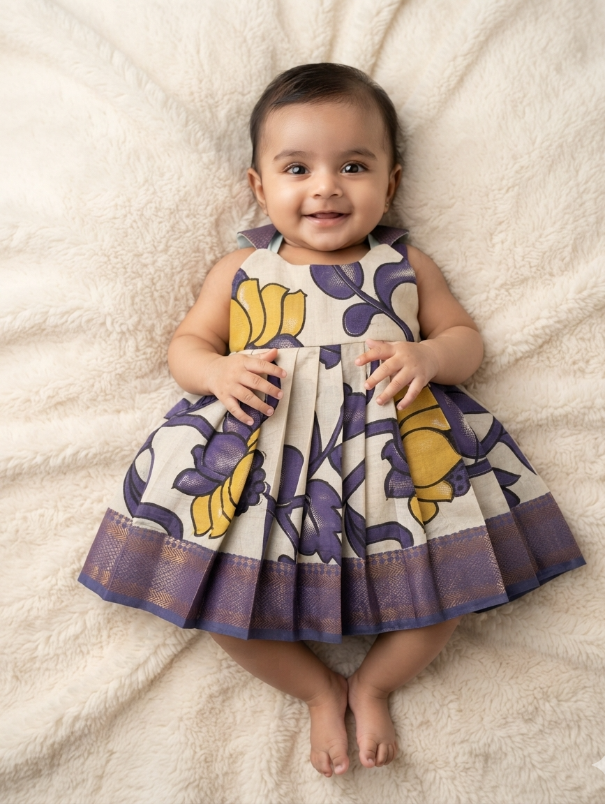 kalamkari frock- Violet