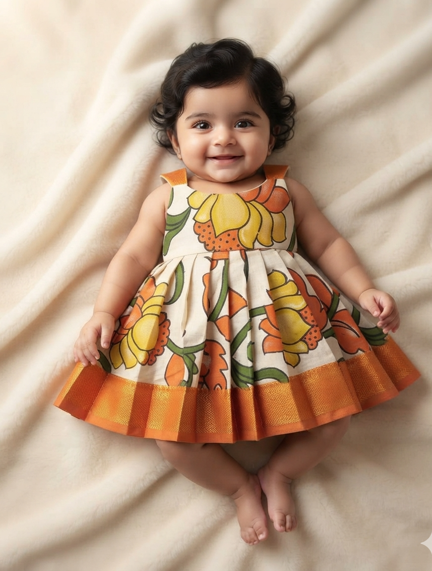 kalamkari frock- Orange
