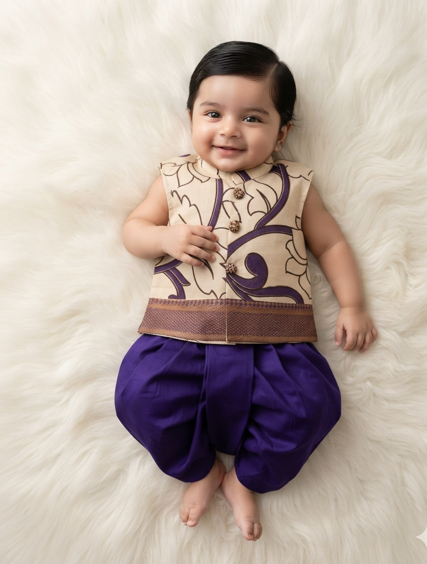 Kalamkari kurta Set - Violet