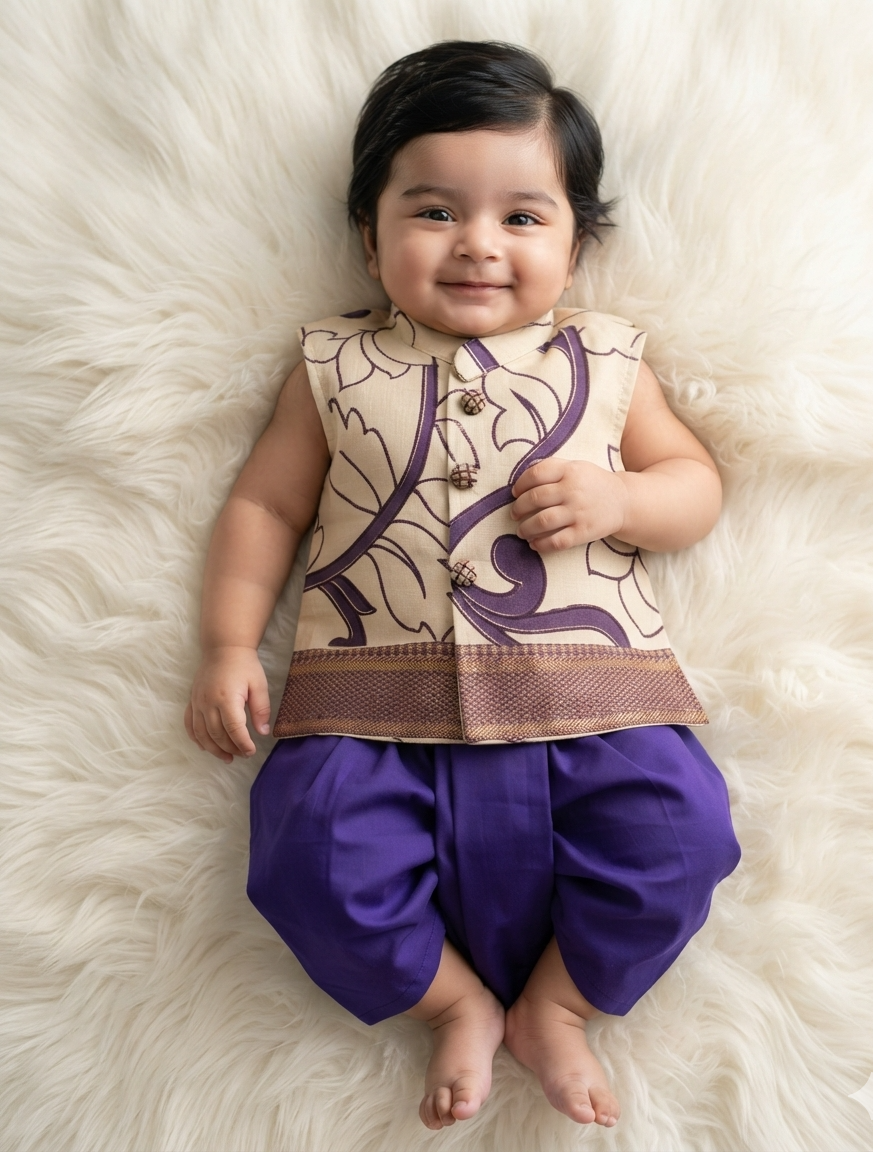 Kalamkari kurta Set - Violet