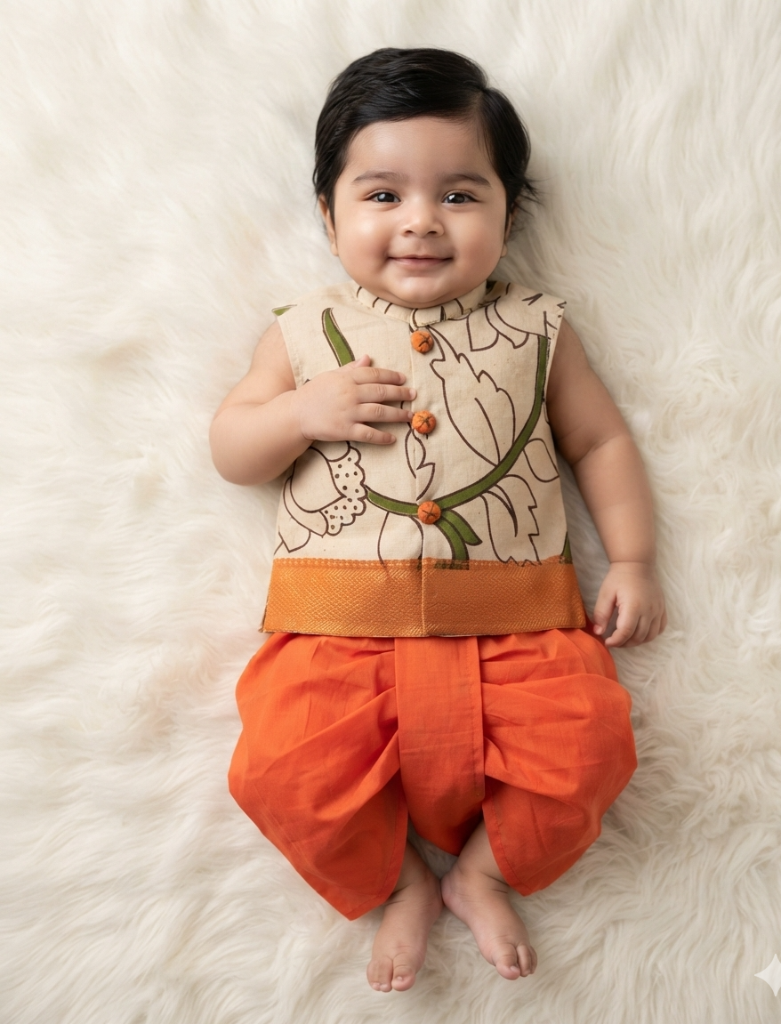 Kalamkari kurta Set - Orange