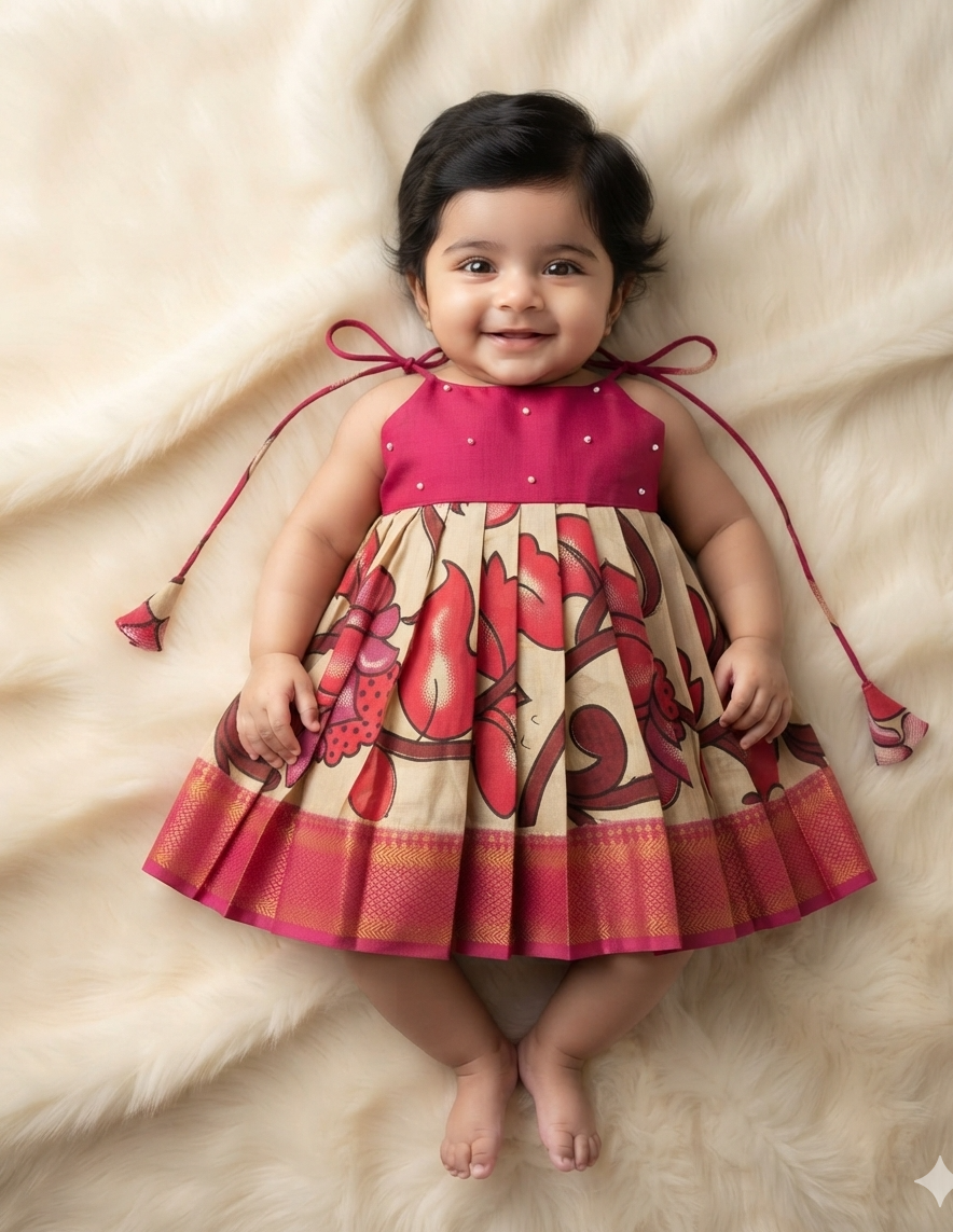 kalamkari frock- Pink