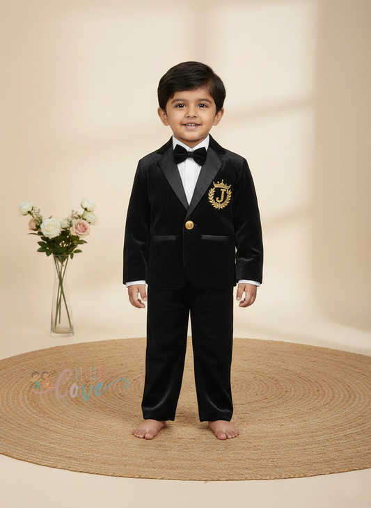 Royal black blazer set.