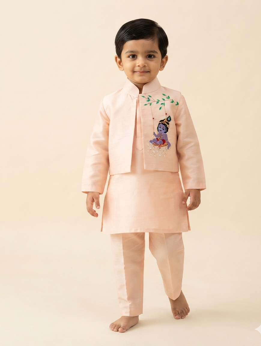 Peach Krishna Set