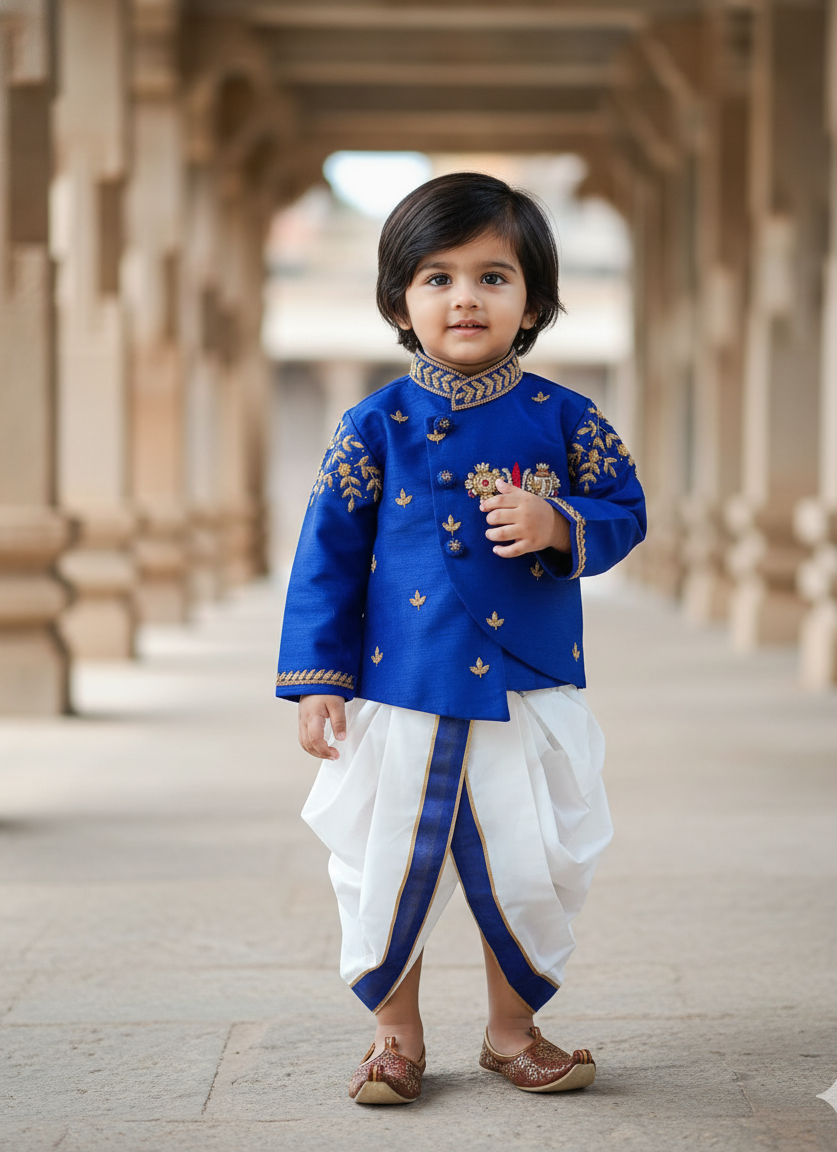 Royal Blue Namam Dhoti Set