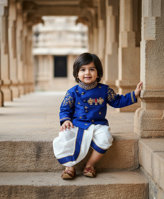 Royal Blue Namam Dhoti Set