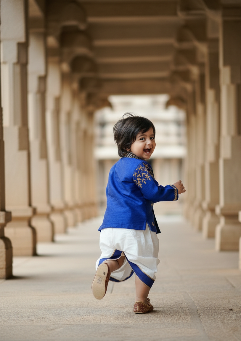 Royal Blue Namam Dhoti Set