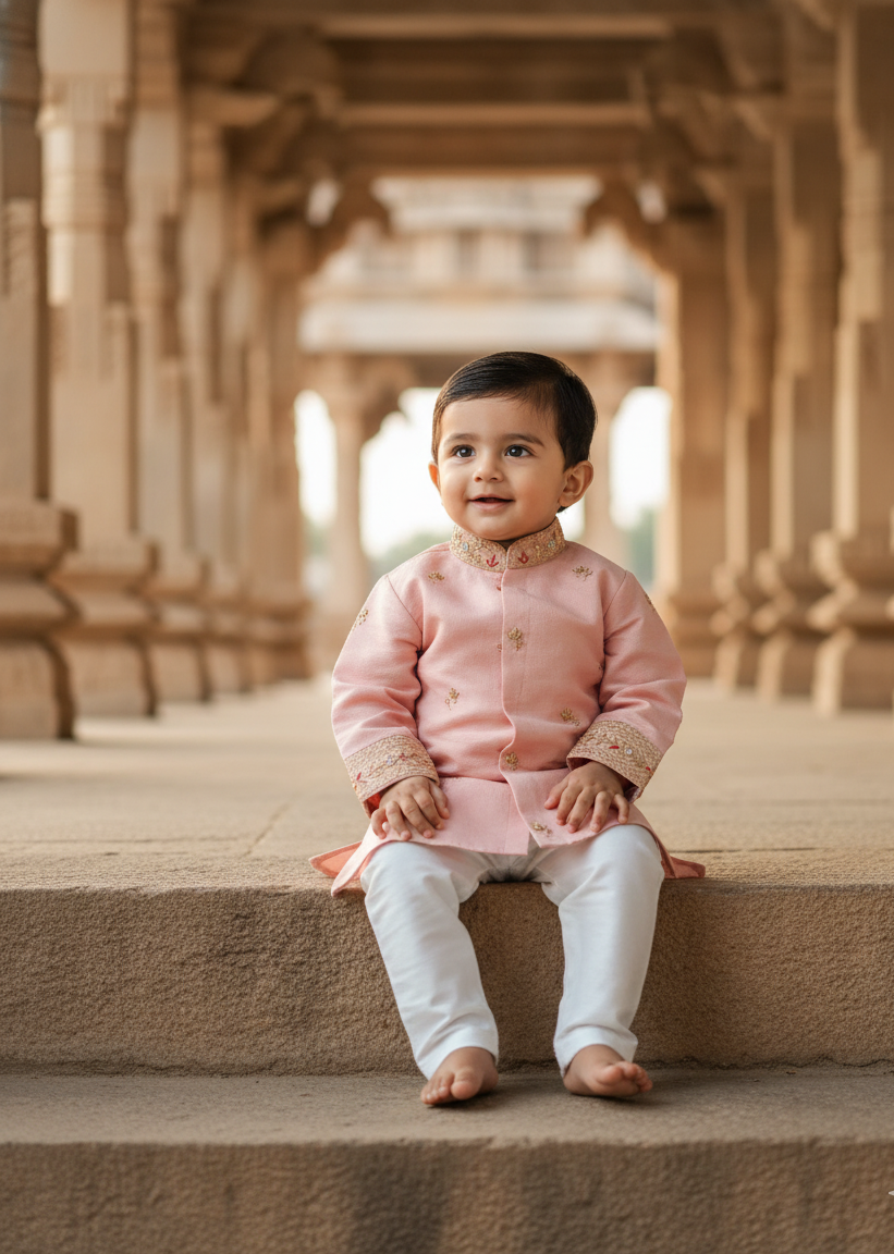 peach Festive Kurta Set