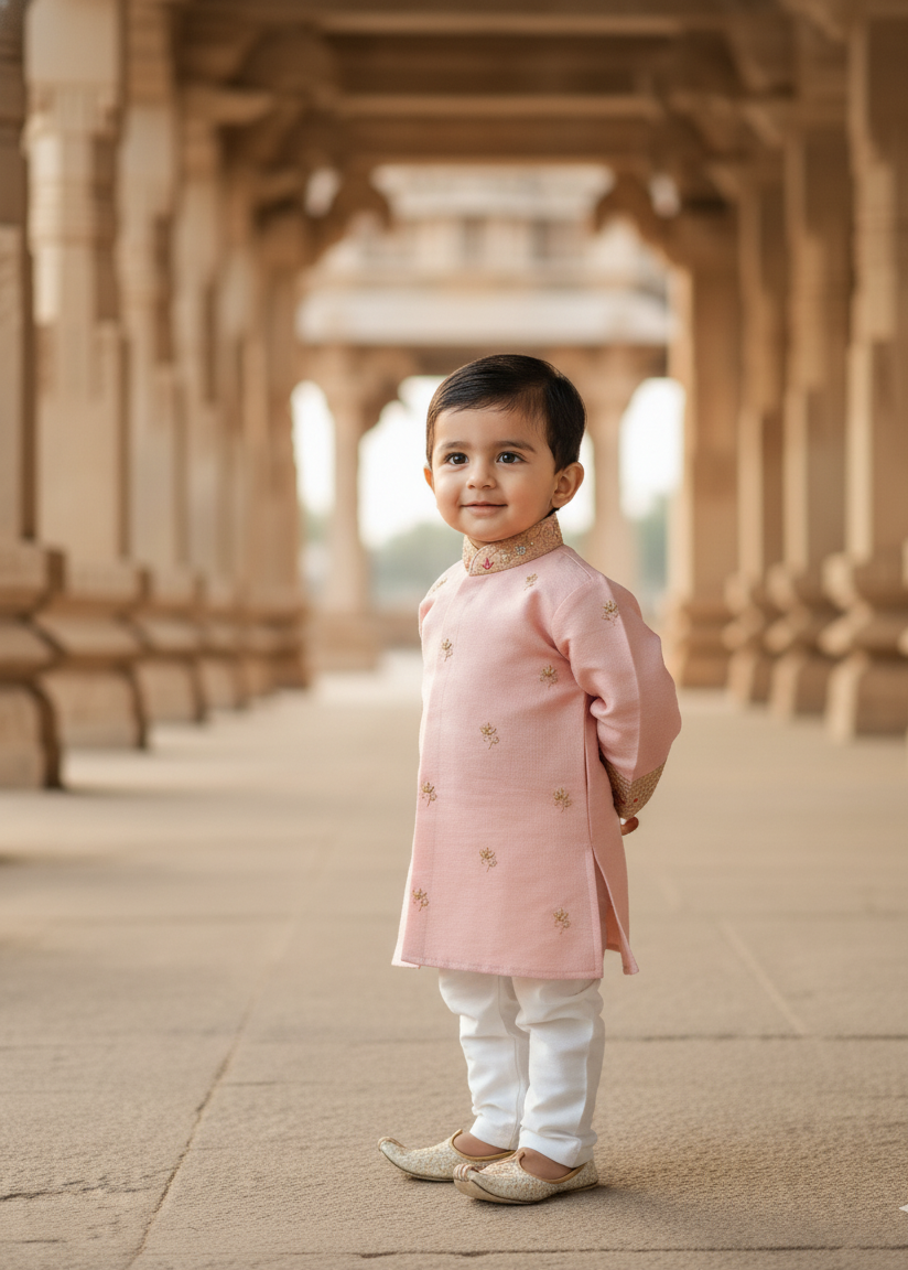 peach Festive Kurta Set