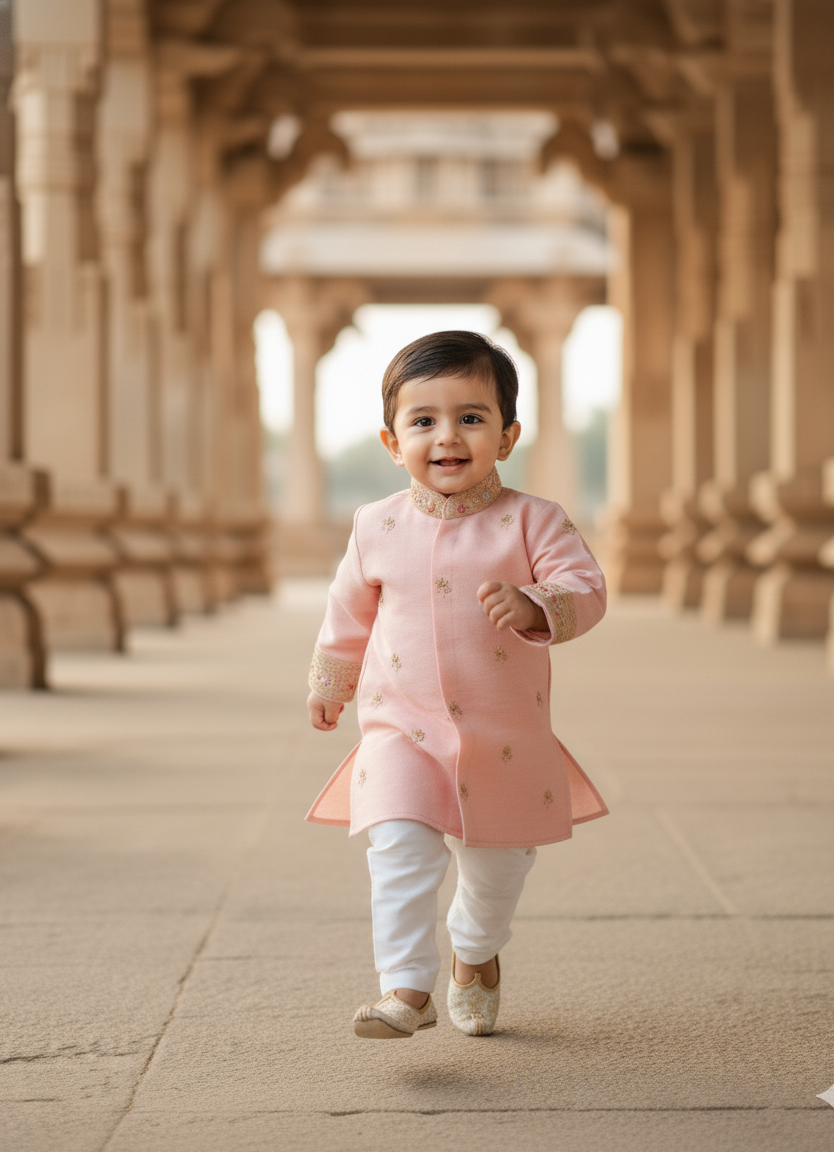 peach Festive Kurta Set
