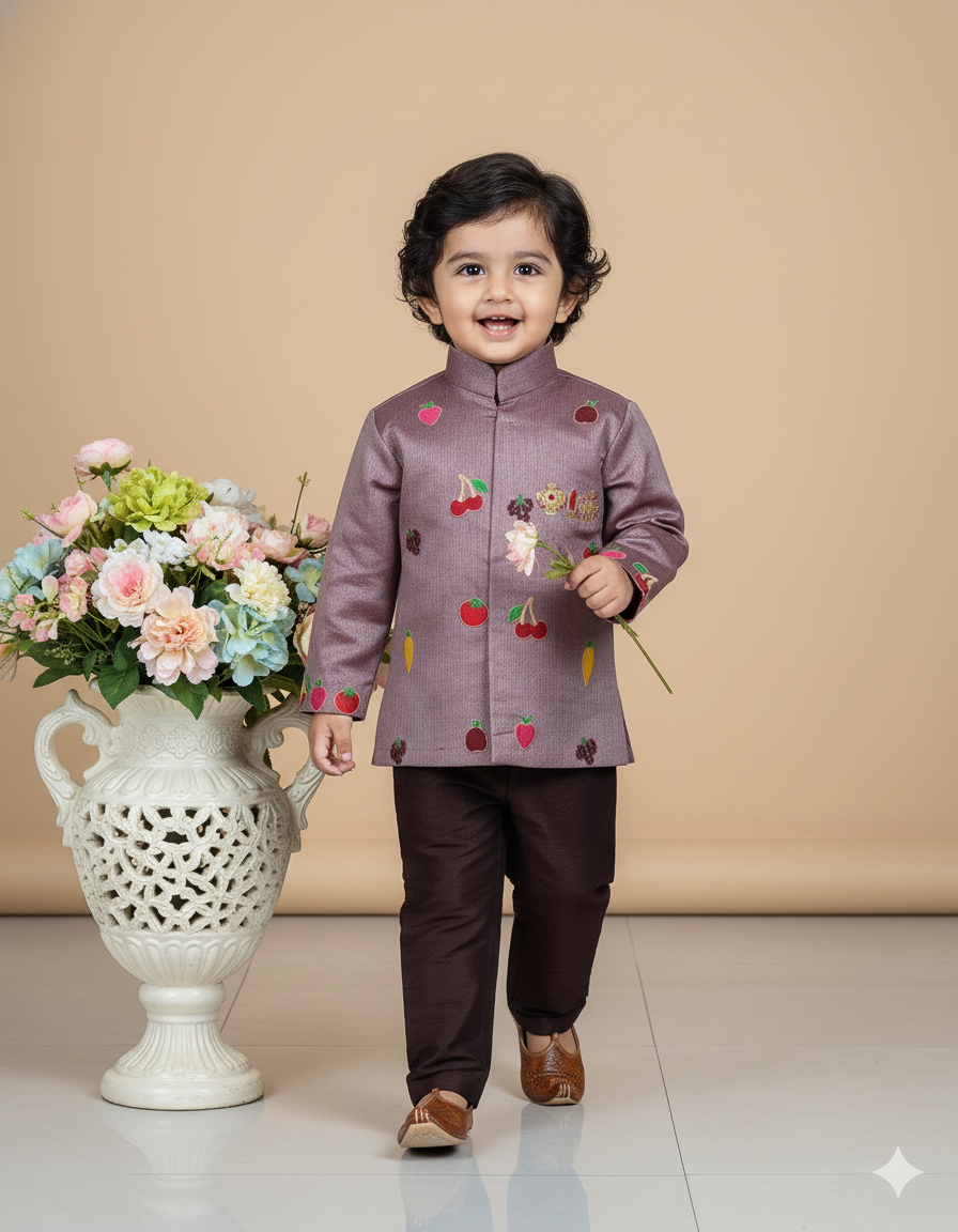 Fruit Embroidered Boys Festive Set