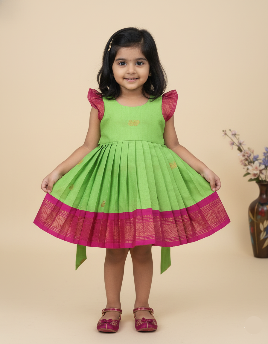 Sita Pleated Frock- Green