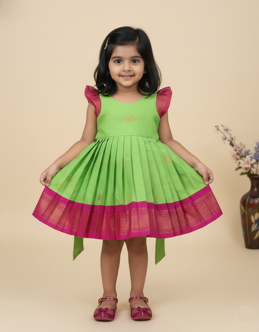 Sita Pleated Frock- Green