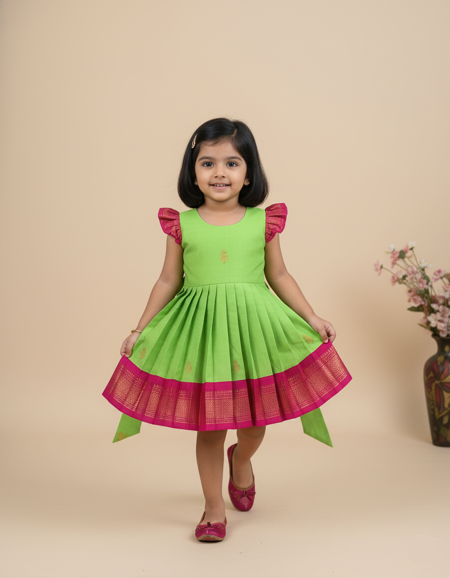 Sita Pleated Frock- Green