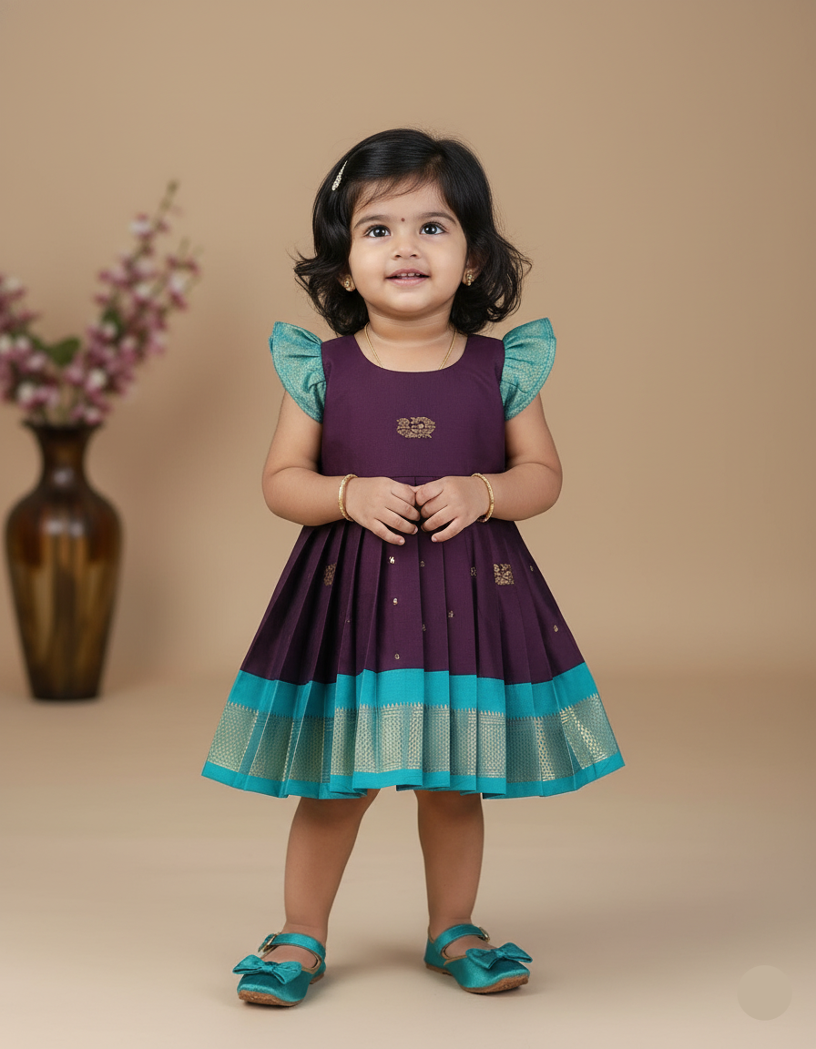 Sita Pleated Frock – Royal Purple