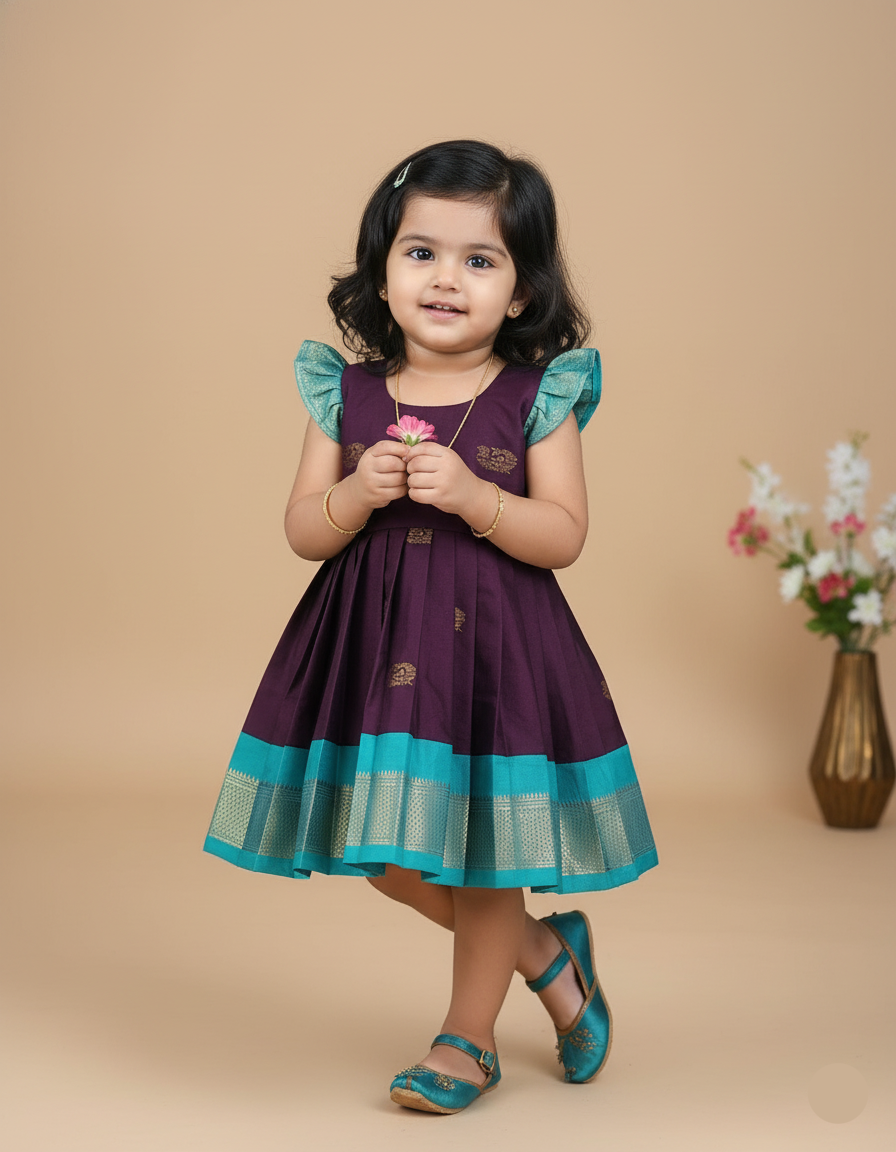Sita Pleated Frock – Royal Purple
