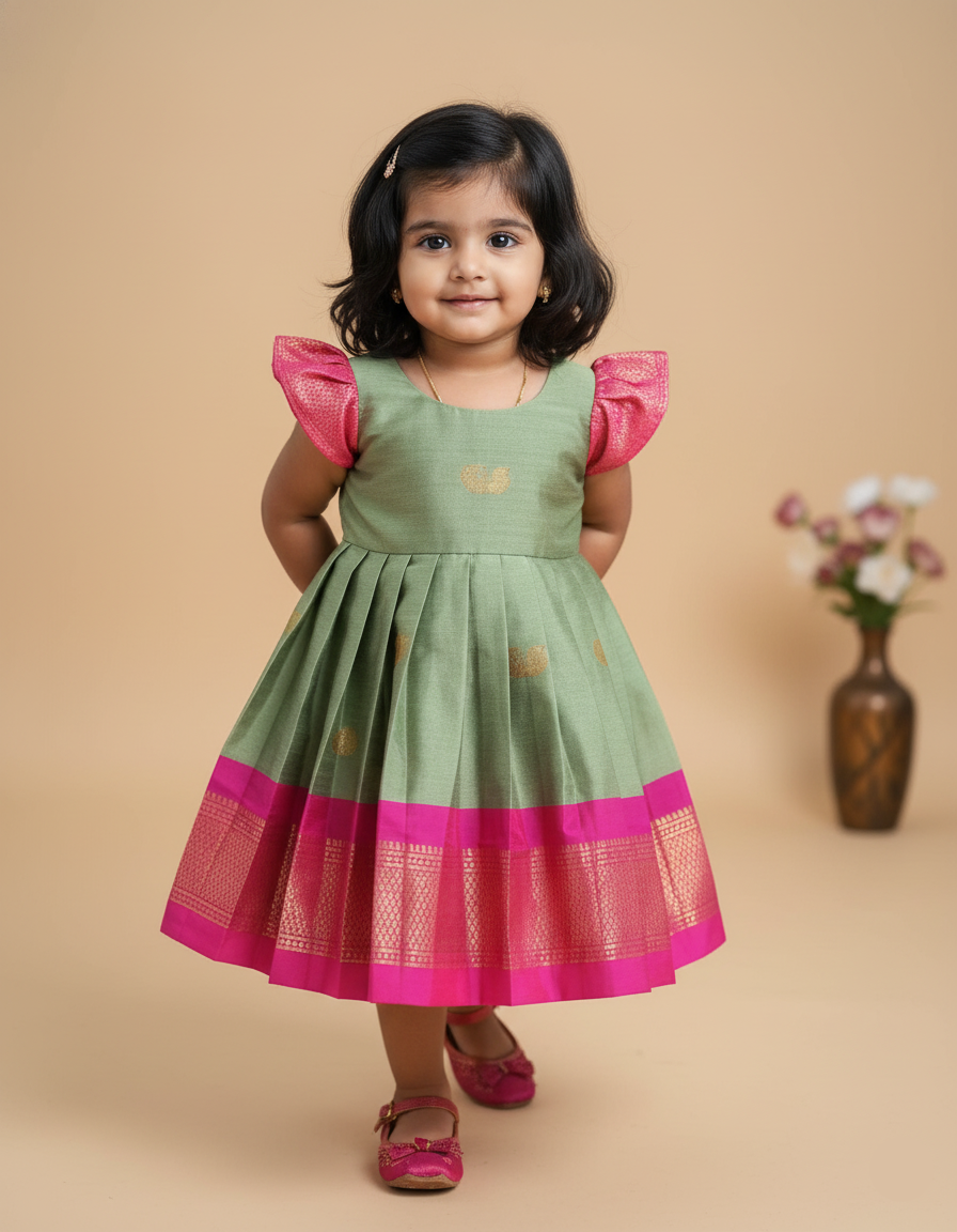 Sita Pleated Frock – Sage Green